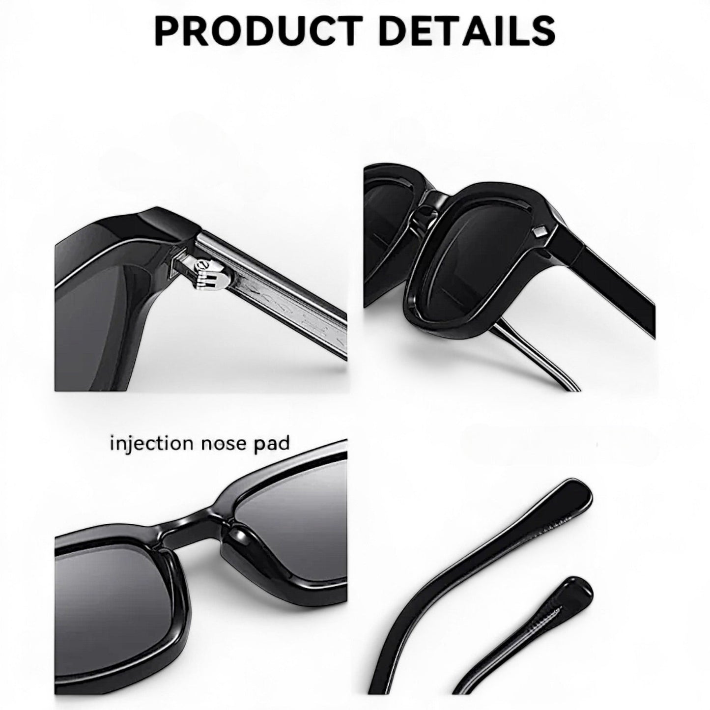 Nadaraty Eyewear Horus Dilta H 82 black acetate sunglasses with UV400 lenses and injection nose pads.