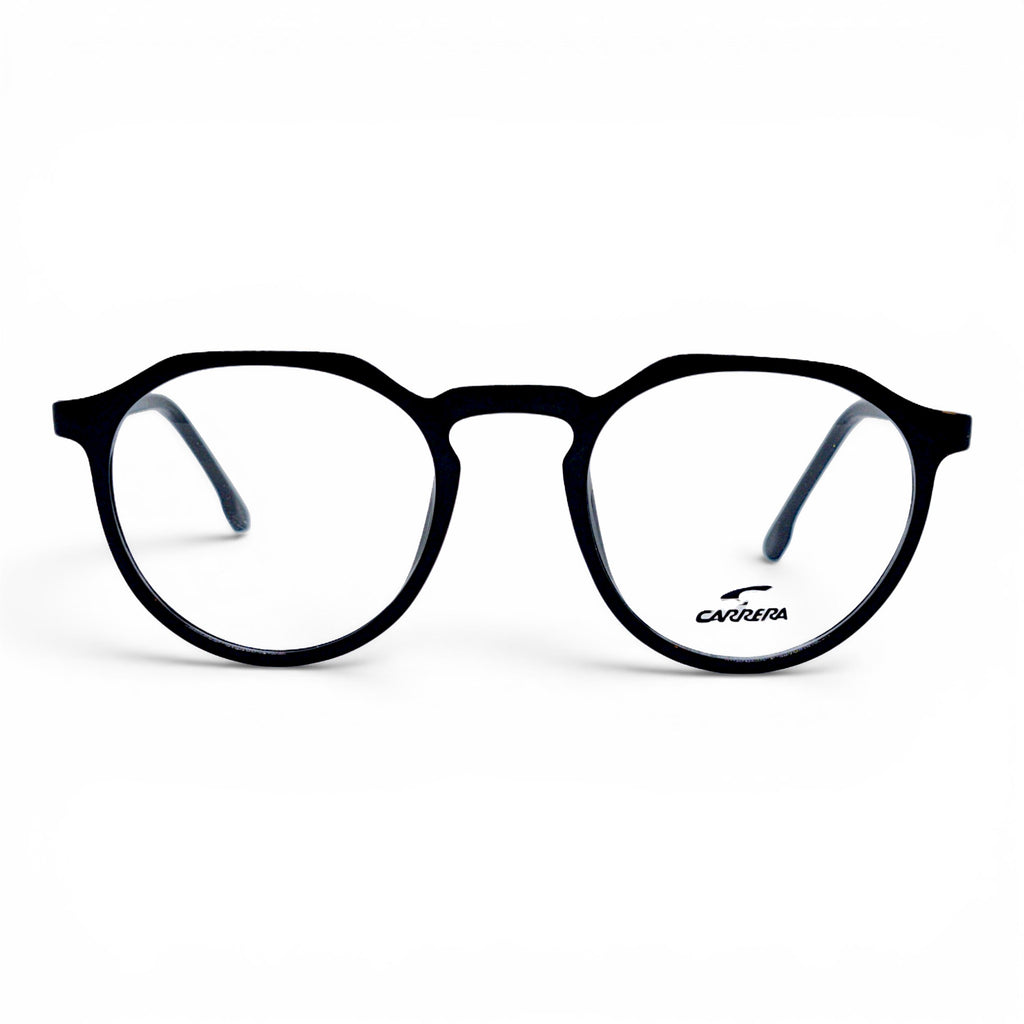 nadaraty eyewear black acetate round eyeglasses with CARRERA logo on temples