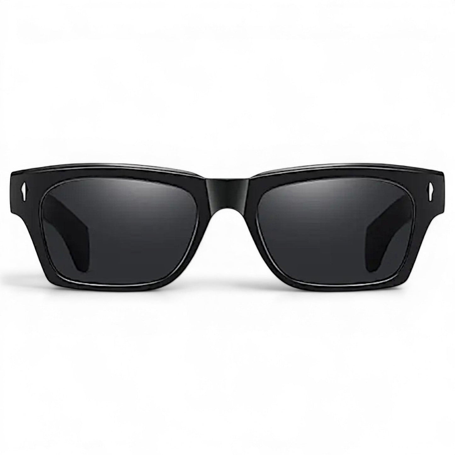 nadaraty eyewear Horus Oryx H 140 black acetate square sunglasses with dark lenses.