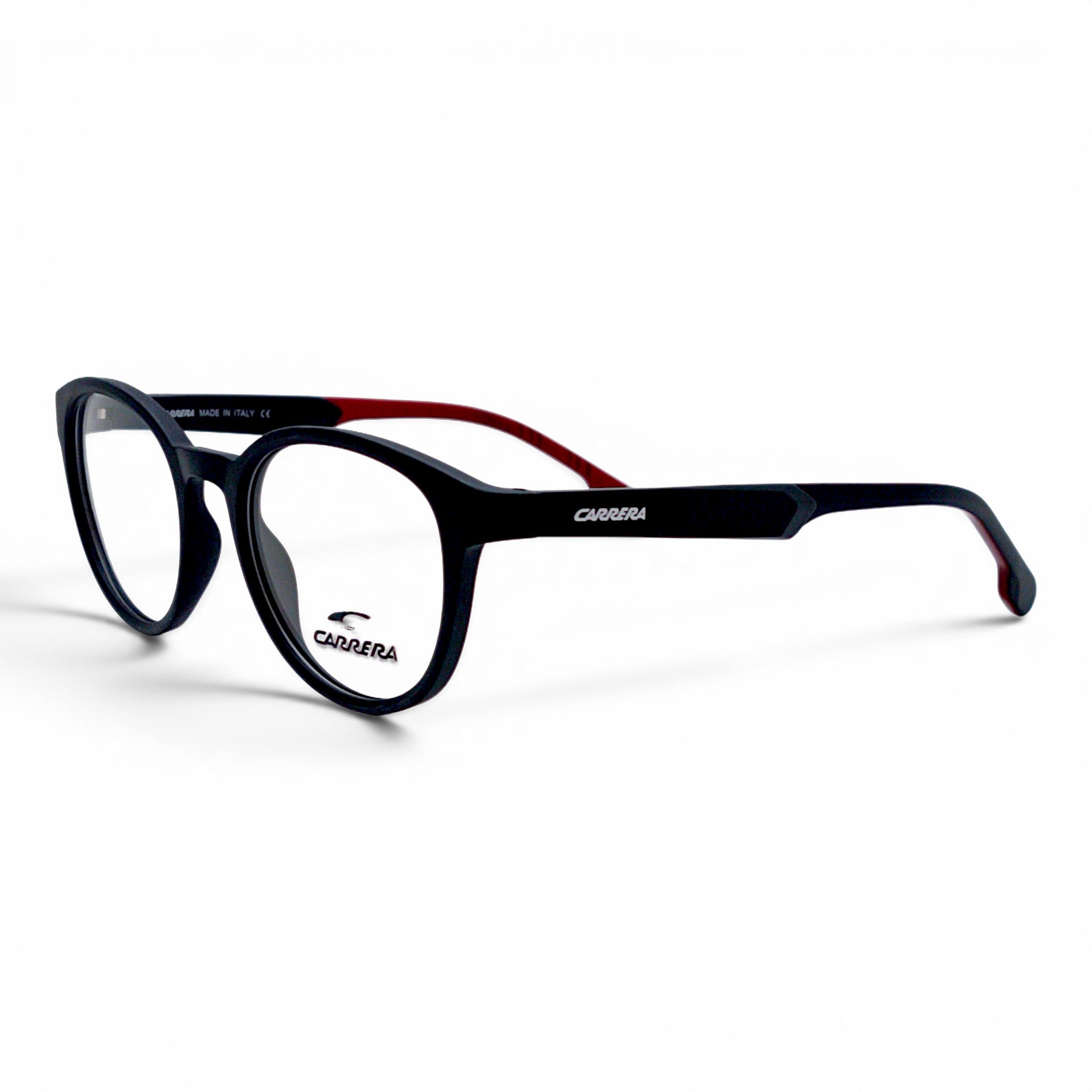 nadaraty eyewear black oval frame glasses with red temple accents