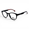 nadaraty eyewear black round acetate eyeglasses with red temple tips and Carrera logo
