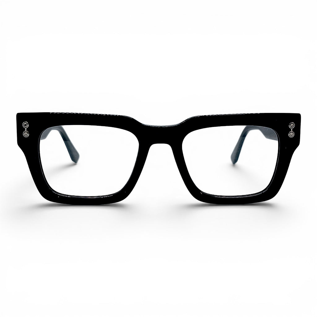 Nadaraty Eyewear Pr 3766 black thick-rimmed square glasses with silver stud accents.