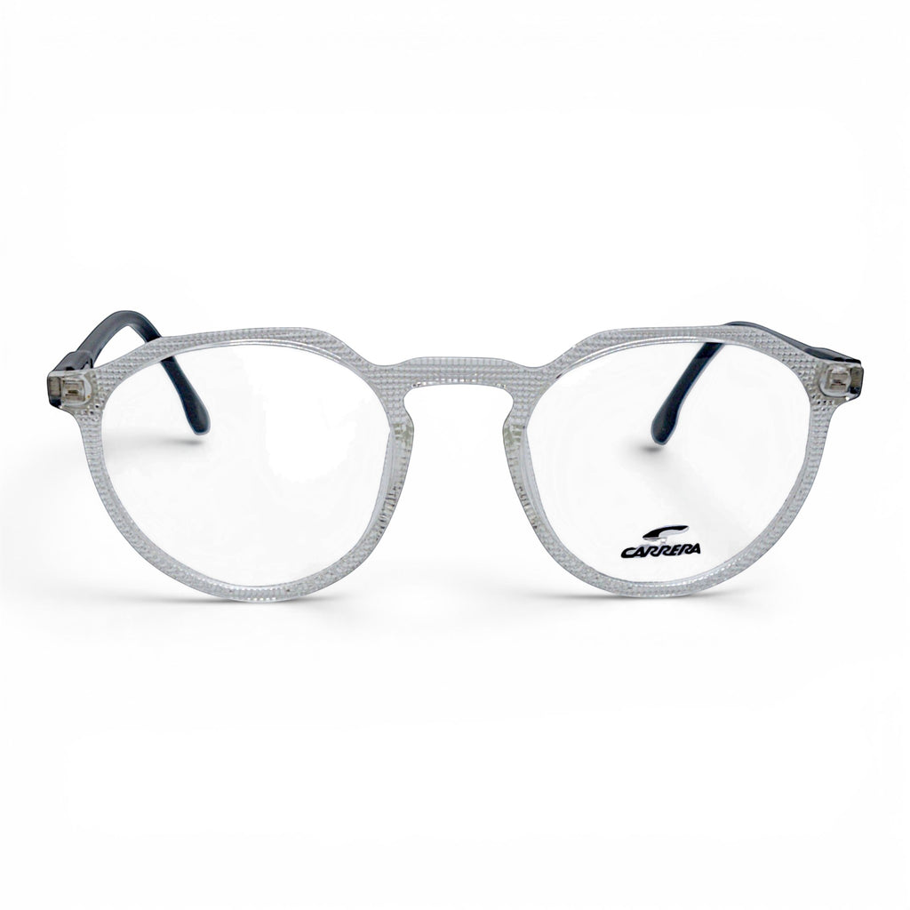 nadaraty eyewear CARRERA silver textured acetate round eyeglasses with black temples.