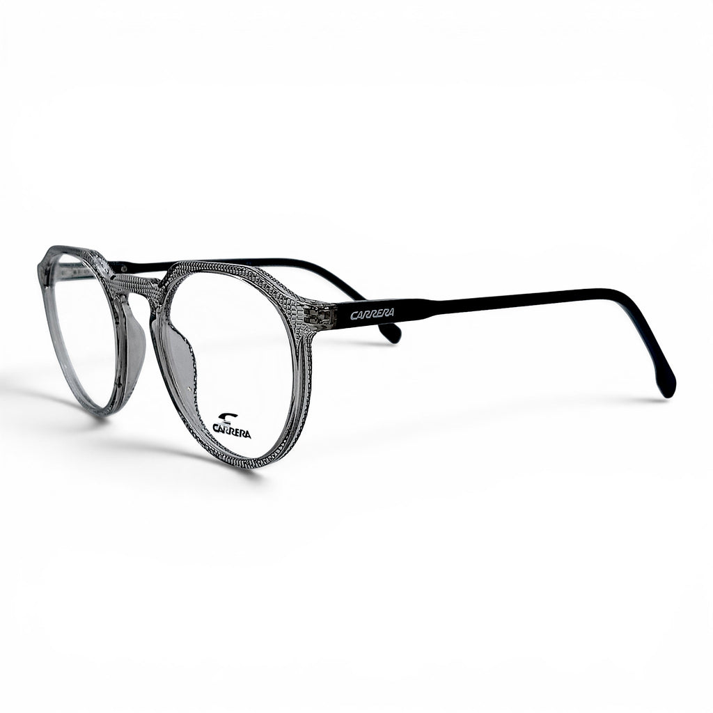 nadaraty eyewear Cr Slim gray round eyeglasses with clear lenses and textured grey frames.