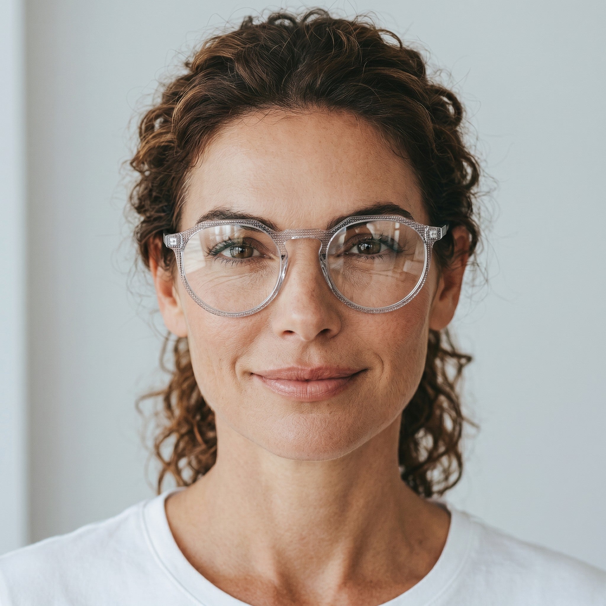 Nadaraty eyewear Cr Slim gray round acetate eyeglasses with textured frames and black temples.