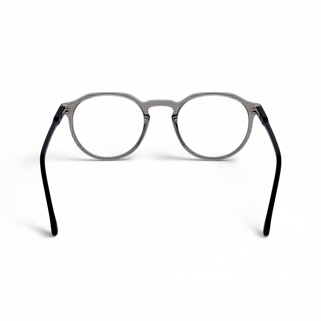nadaraty eyewear Cr Slim gray round metal frame glasses with textured detail and black temples.