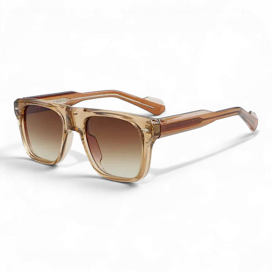 nadaraty eyewear Horus 02 honey sunglasses with a translucent acetate frame and gradient brown lenses.
