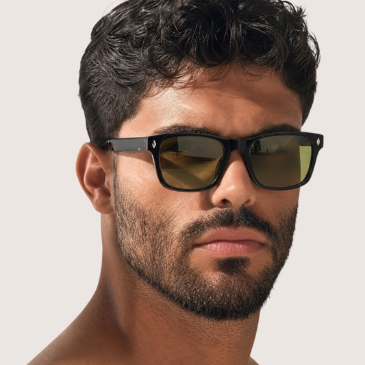 nadaraty eyewear Horus Dagger black acetate rectangular sunglasses with polarized UV400 lenses.