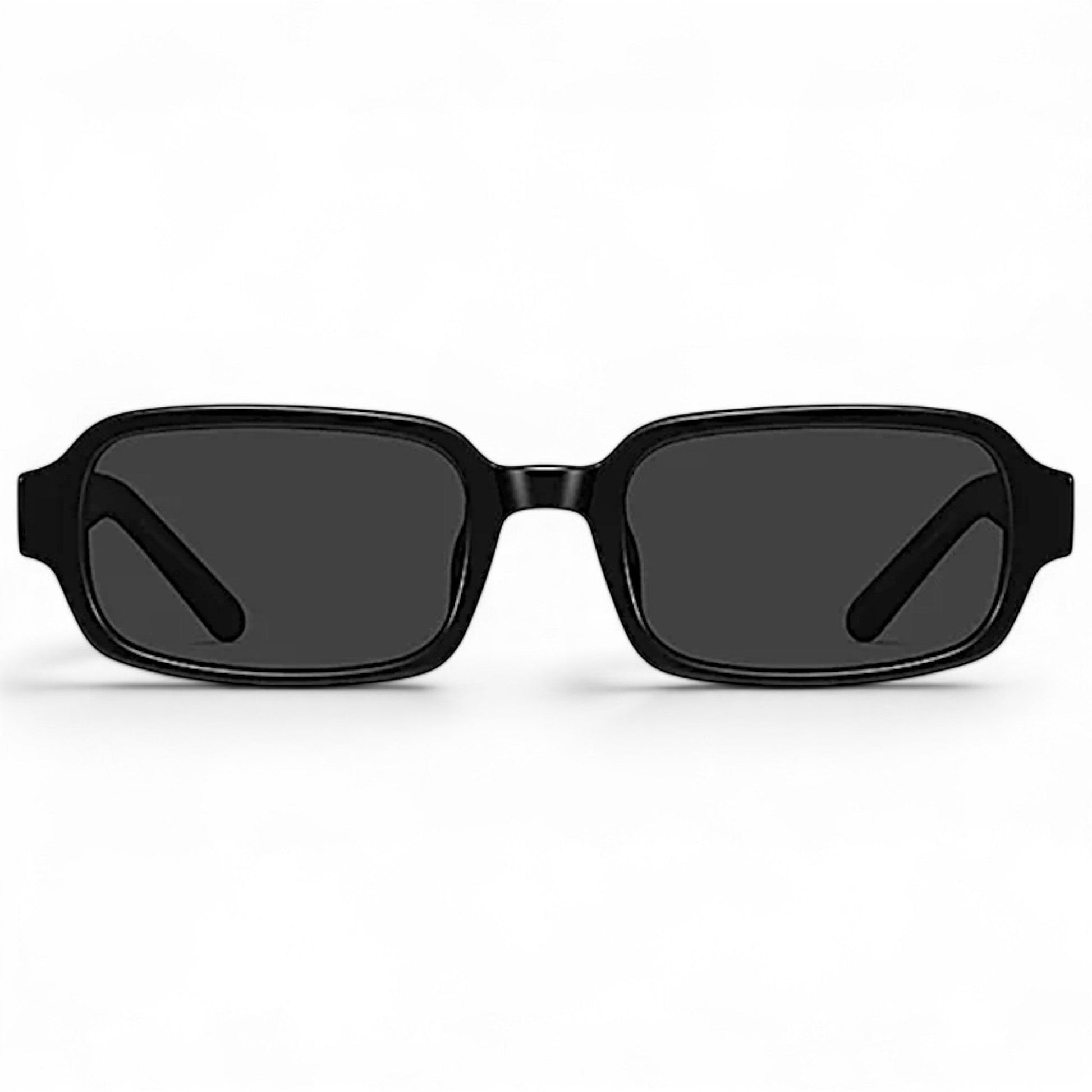 nadaraty eyewear Horus Dante h188 black acetate rectangular sunglasses with dark grey lenses.