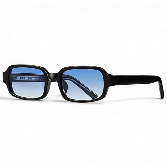 nadaraty eyewear Horus Dante h188 black acetate sunglasses with gradient blue lenses and thick rectangular frames.