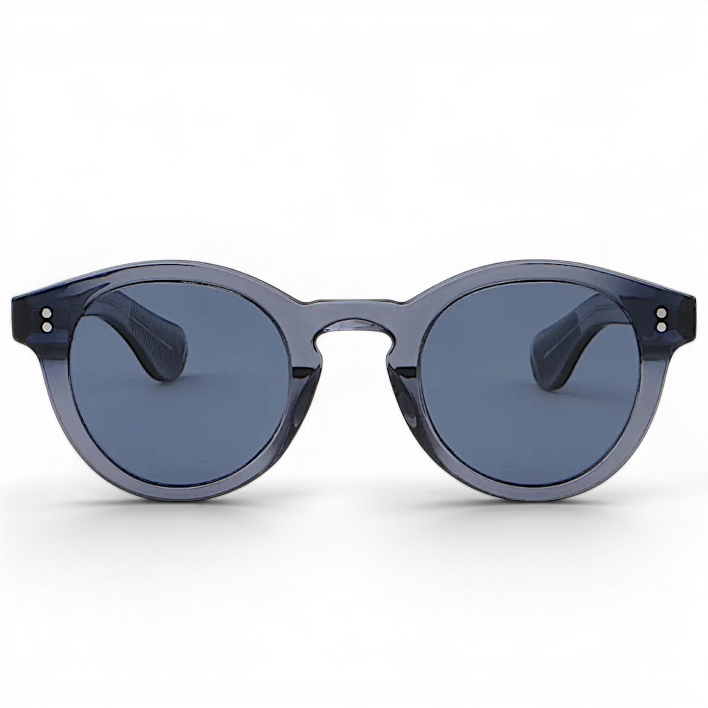 nadaraty eyewear Horus Darko H 194 round translucent grey acetate sunglasses with dark lenses.