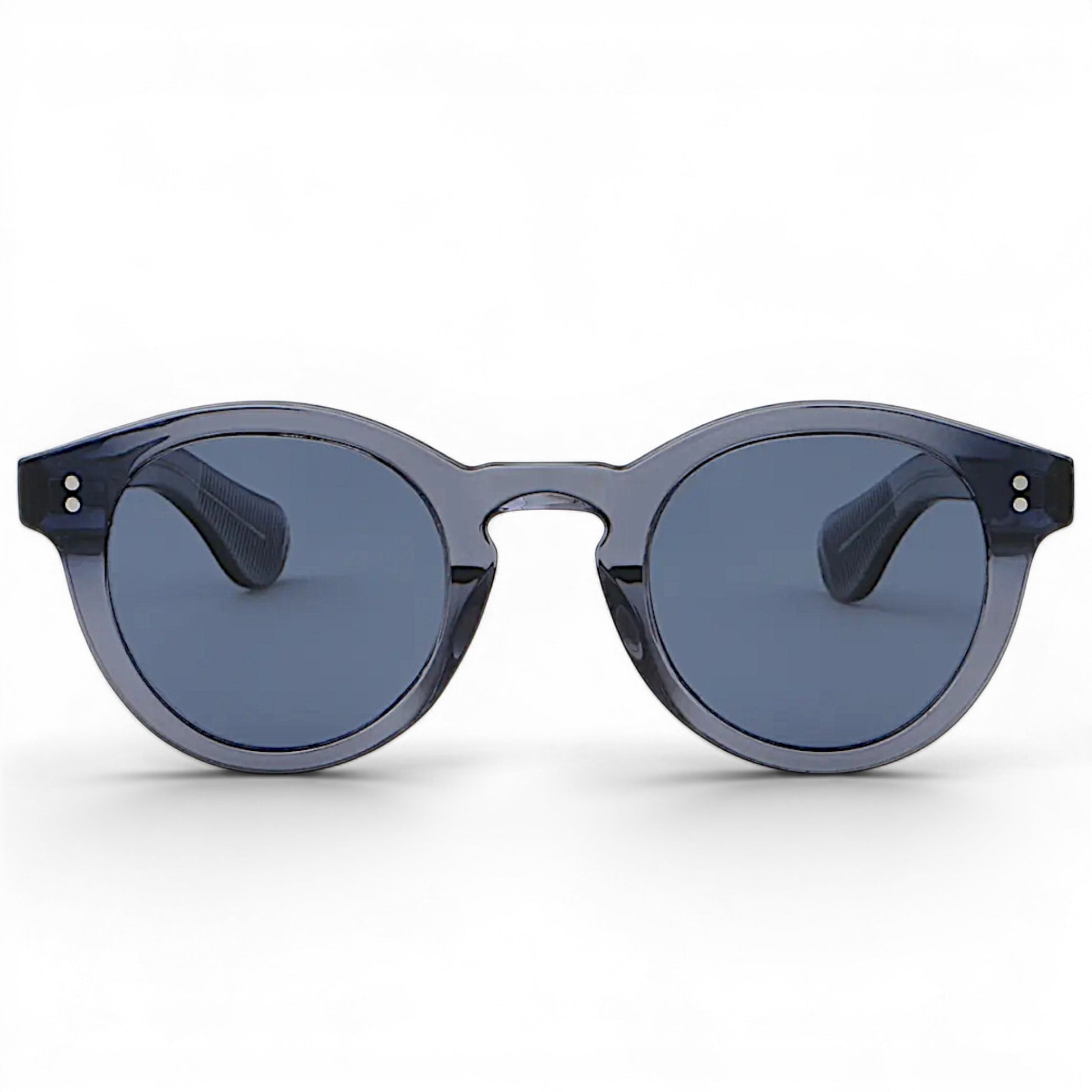 nadaraty eyewear Horus Darko H 194 round translucent grey acetate sunglasses with dark lenses.