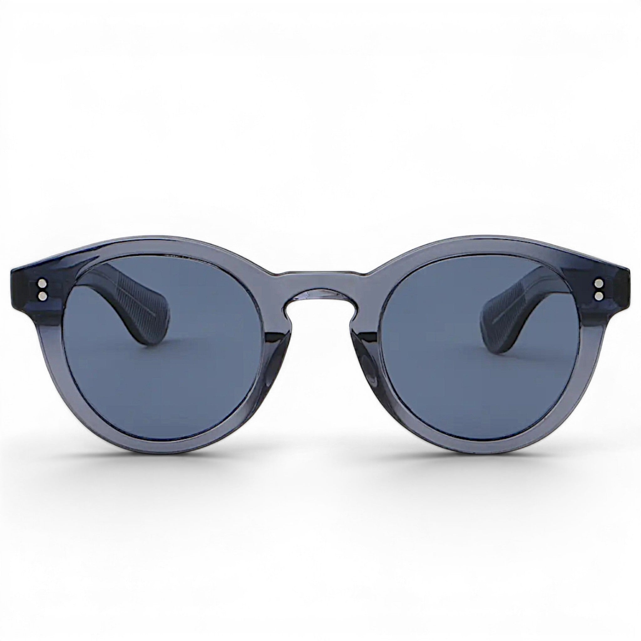 nadaraty eyewear Horus Darko H 194 round translucent grey acetate sunglasses with dark lenses.