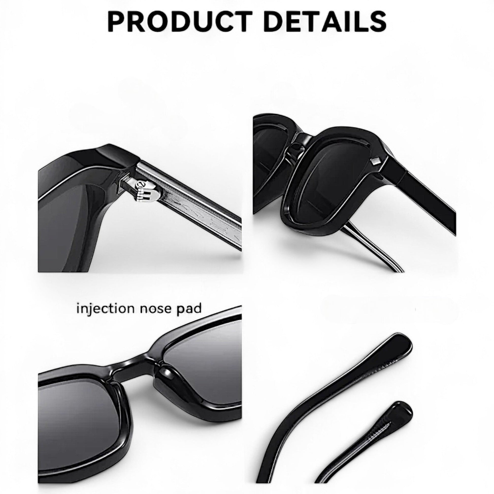 Nadaraty Eyewear Horus Dilta H 82 black acetate sunglasses with UV400 lenses and injection nose pads.