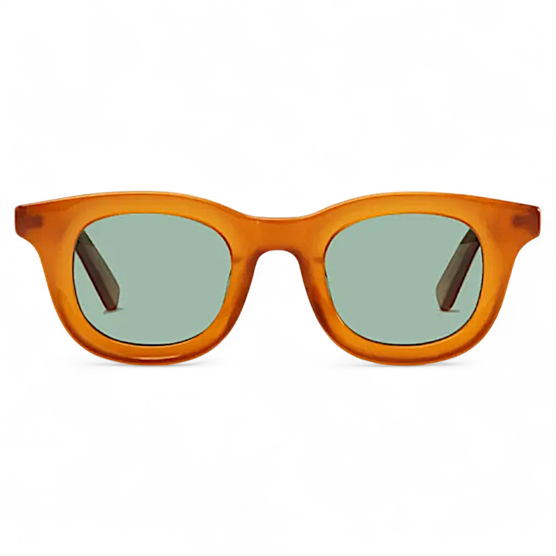 Nadaraty eyewear Horus Empire H 170 orange acetate sunglasses with light green polarized lenses.