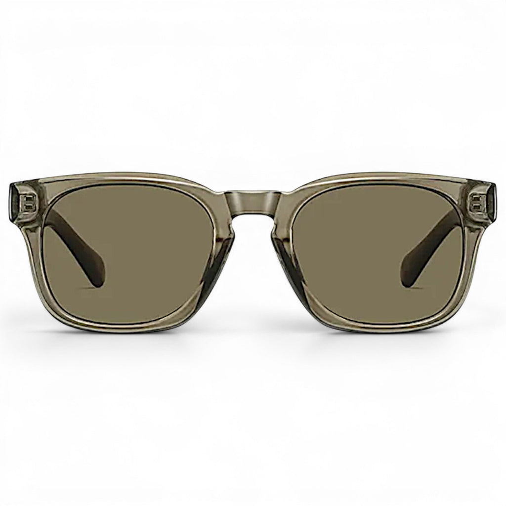 Nadaraty Eyewear Horus Enzo H 160 translucent grey acetate square sunglasses with brown lenses.