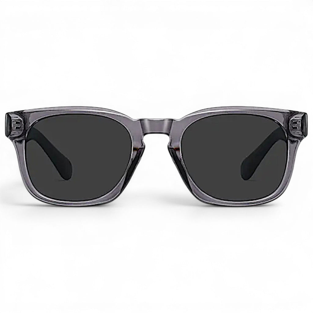 nadaraty eyewear Horus Enzo H 160 translucent grey acetate square sunglasses with dark lenses.