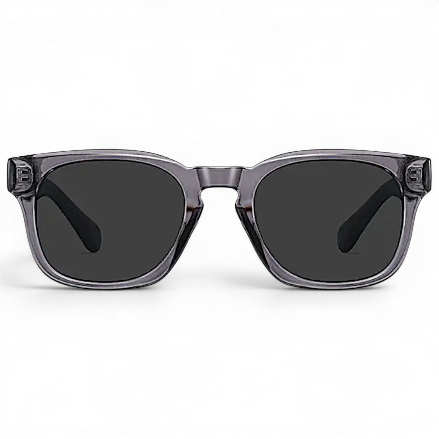 nadaraty eyewear Horus Enzo H 160 translucent grey acetate square sunglasses with dark lenses.