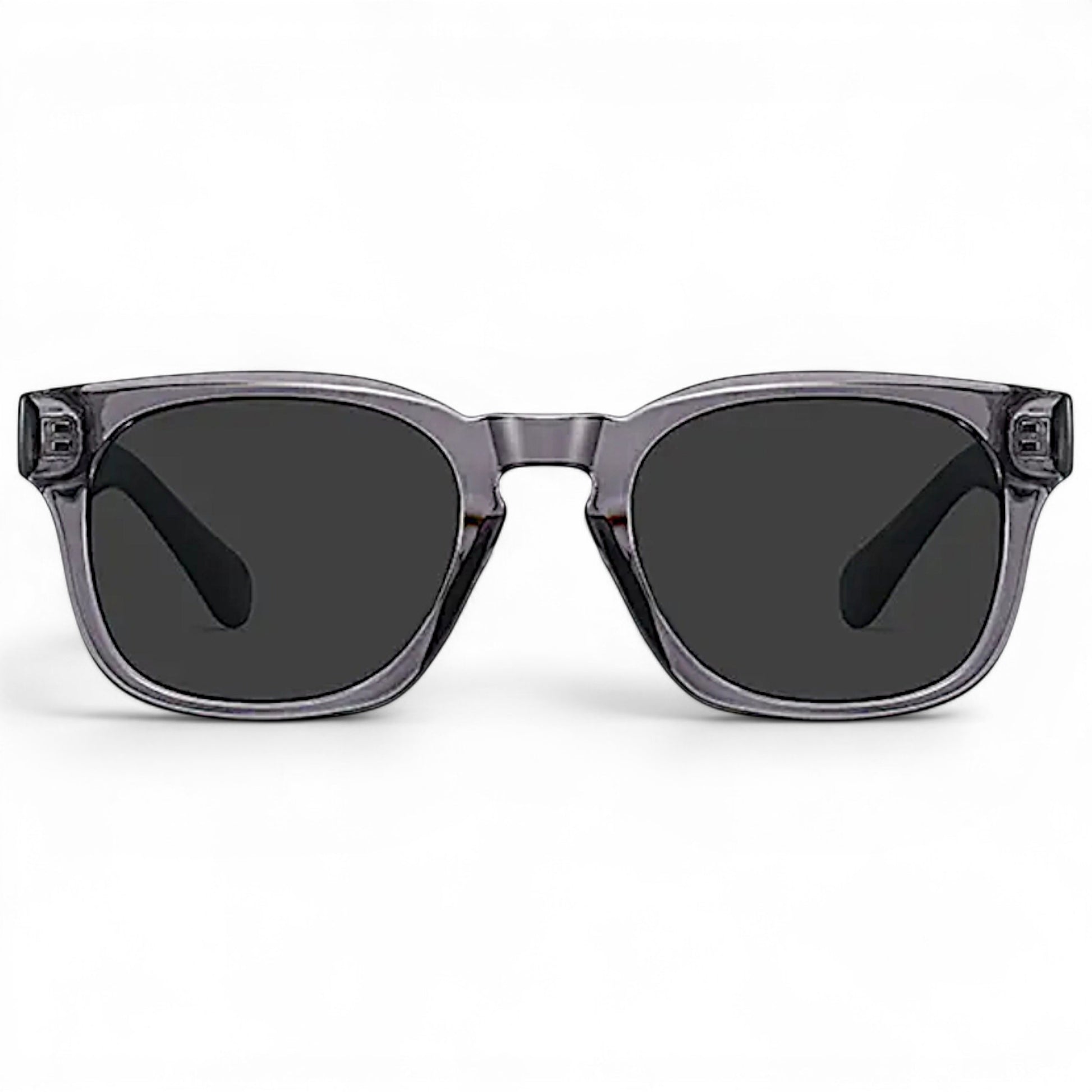 nadaraty eyewear Horus Enzo H 160 translucent grey acetate square sunglasses with dark lenses.