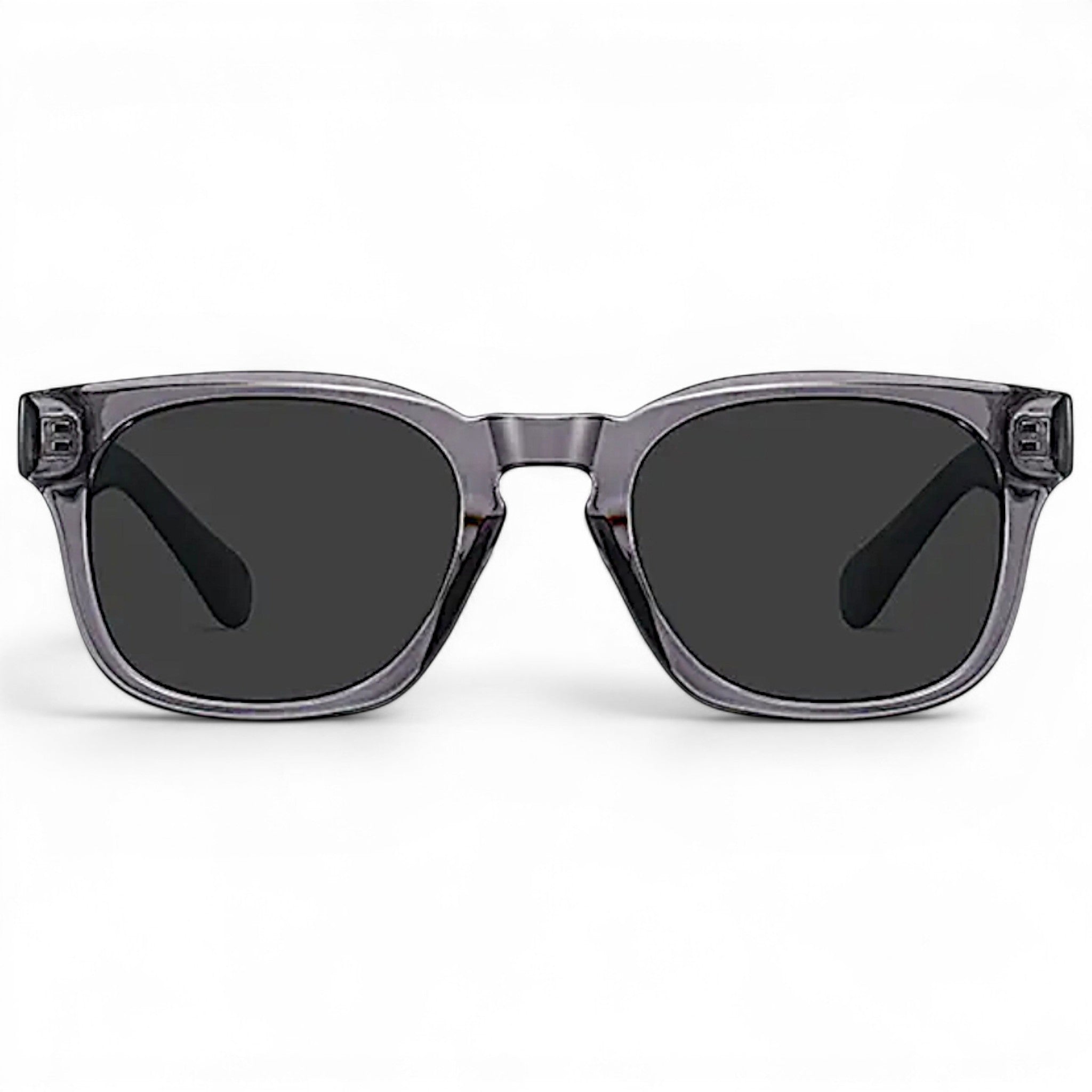 nadaraty eyewear Horus Enzo H 160 translucent grey acetate square sunglasses with dark lenses.