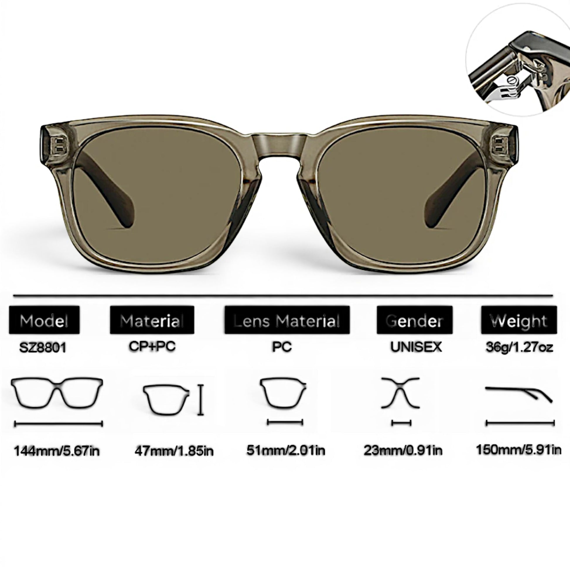 nadaraty eyewear Horus Enzo H 160 unisex sunglasses with clear brown acetate frames and tinted lenses.