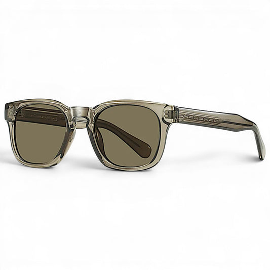 nadaraty eyewear Horus Enzo H 160 translucent grey acetate square sunglasses with brown lenses.