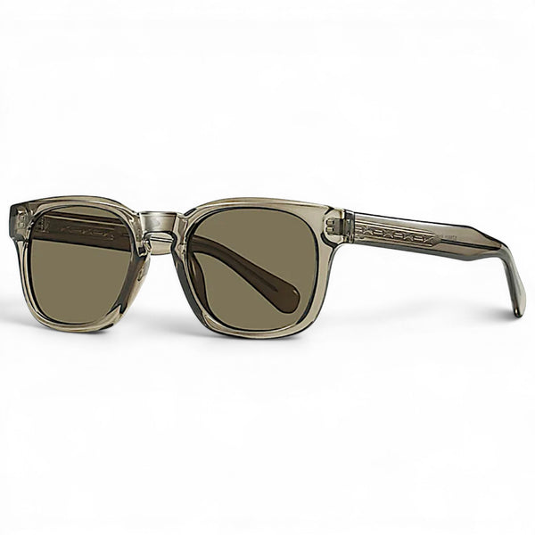 nadaraty eyewear Horus Enzo H 160 translucent grey acetate square sunglasses with brown lenses.