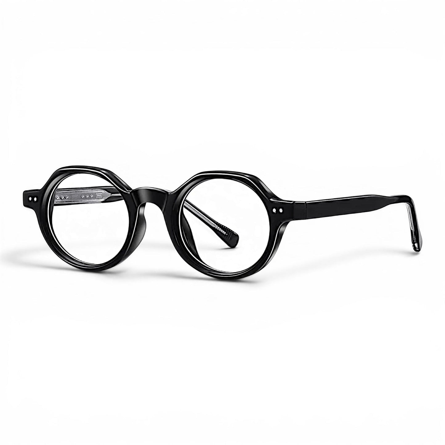 nadaraty eyewear Horus Inferno optical glasses with thick black acetate frames and round lenses.
