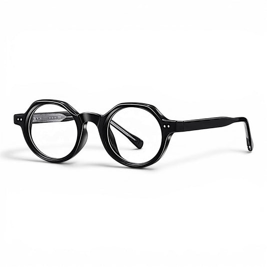nadaraty eyewear Horus Inferno optical glasses with thick black acetate frames and round lenses.