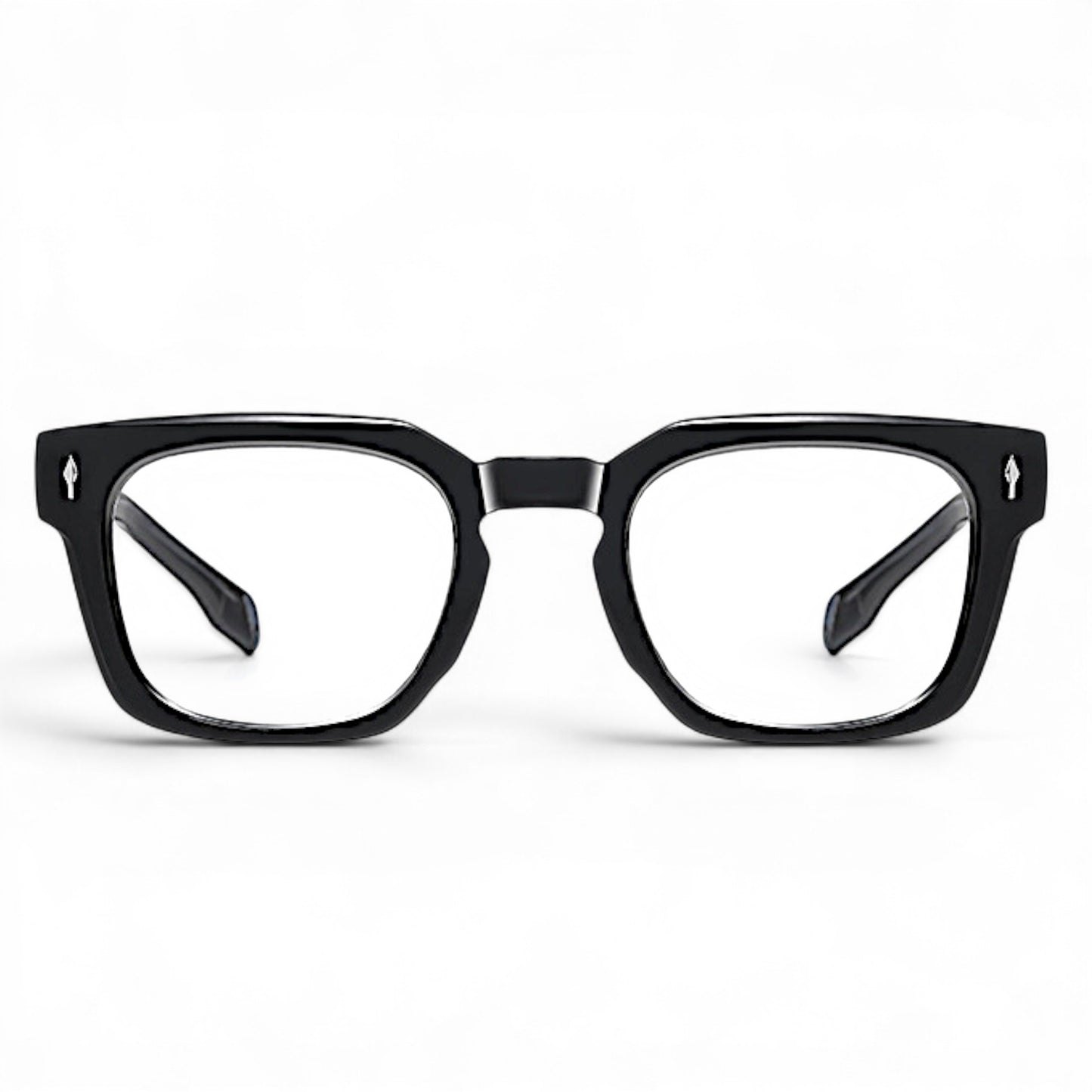 Nadaraty eyewear Horus Milano black acetate square optical glasses with silver detail.