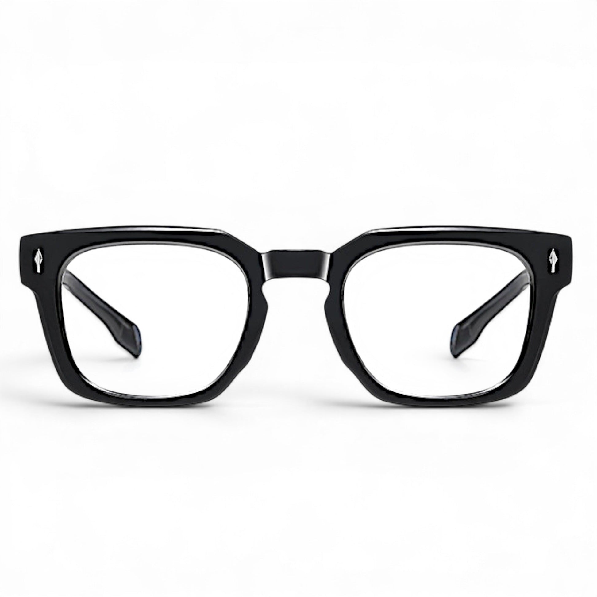 Nadaraty eyewear Horus Milano black acetate square optical glasses with silver detail.