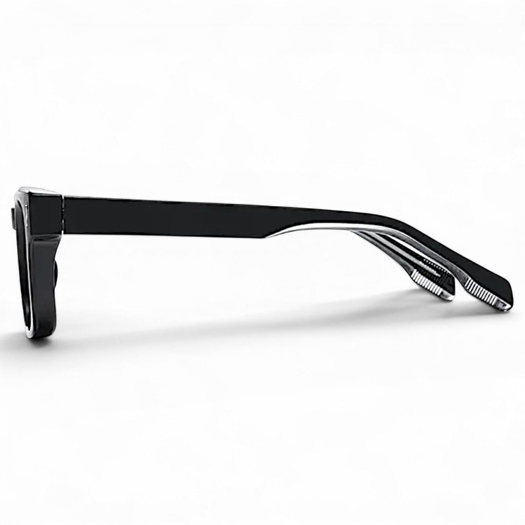 nadaraty eyewear Horus Milano H 158 black acetate square frame glasses, side view.