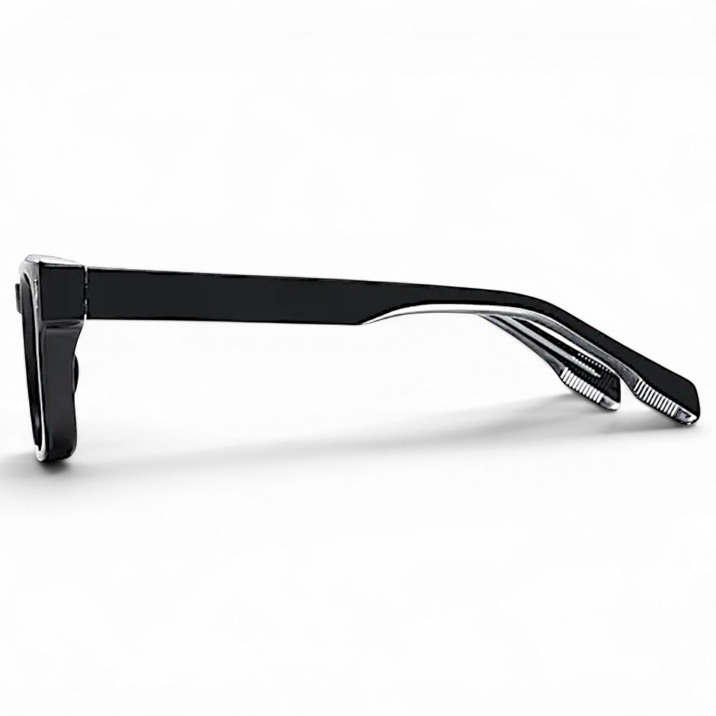 nadaraty eyewear Horus Milano H 158 black acetate square frame glasses, side view.