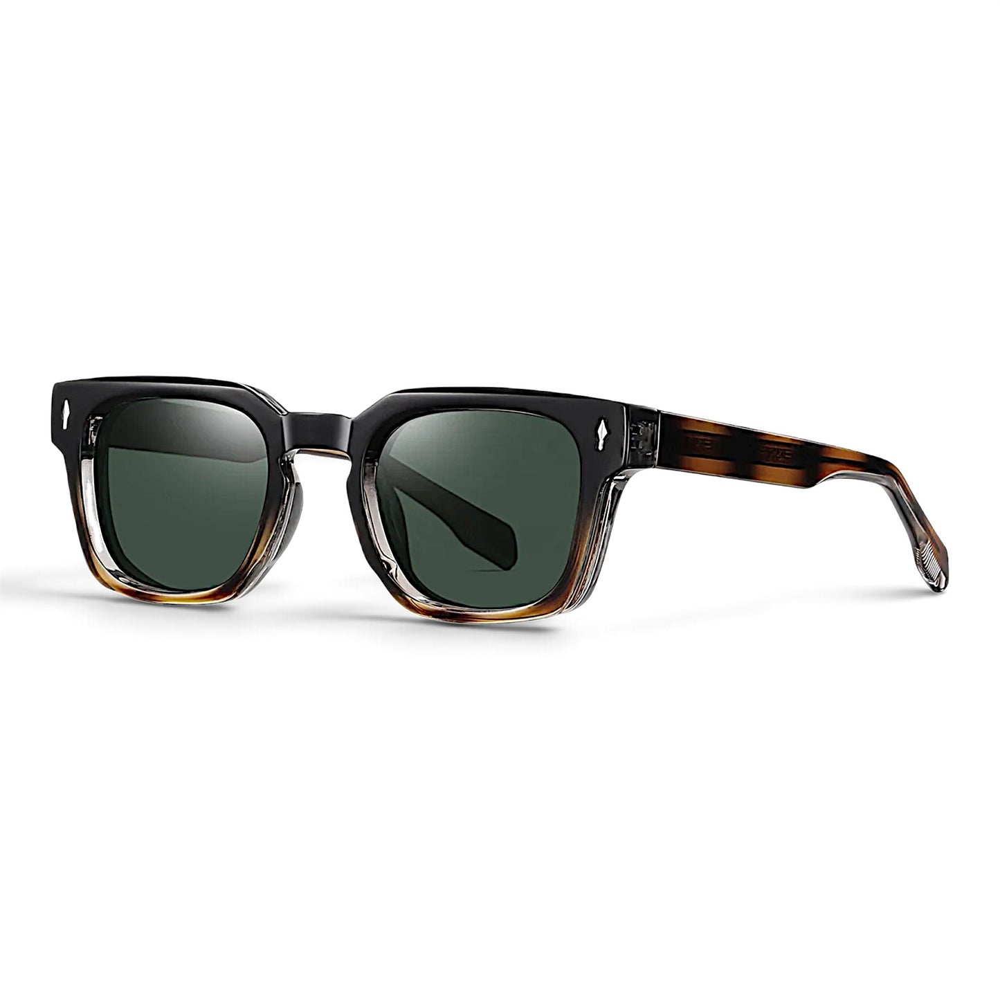 nadaraty eyewear Horus Milano H 158 square sunglasses with a black and tortoiseshell acetate frame and polarized lenses
