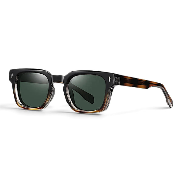nadaraty eyewear Horus Milano H 158 square sunglasses with a black and tortoiseshell acetate frame and polarized lenses
