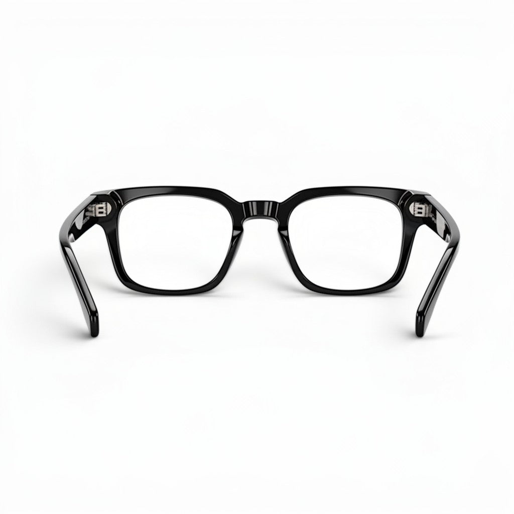 Nadaraty Eyewear Horus Milano optical glasses with thick black acetate frames and clear lenses.