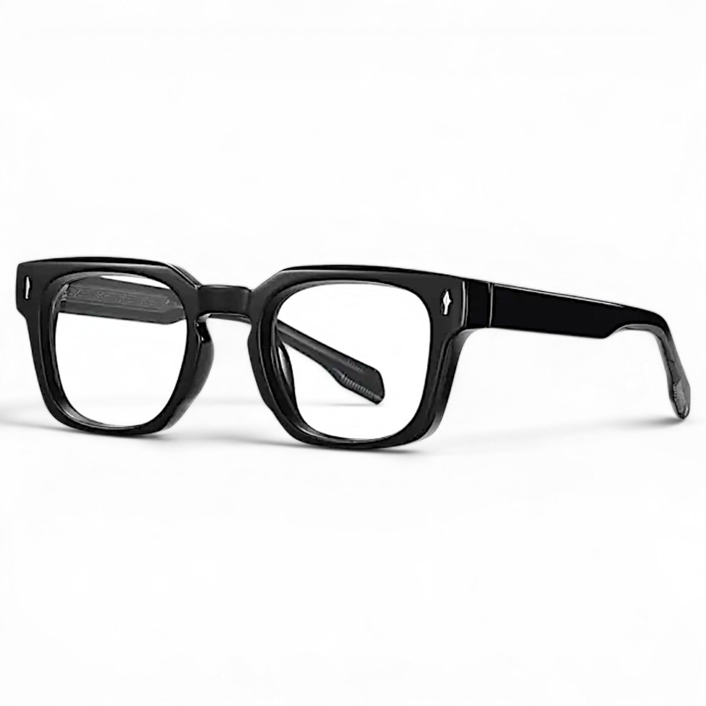 Nadaraty Eyewear Horus Milano optical glasses with thick black acetate frames and subtle arrow detail.