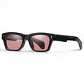 nadaraty eyewear Horus Oryx H 140 black acetate square sunglasses with pink UV400 lenses.