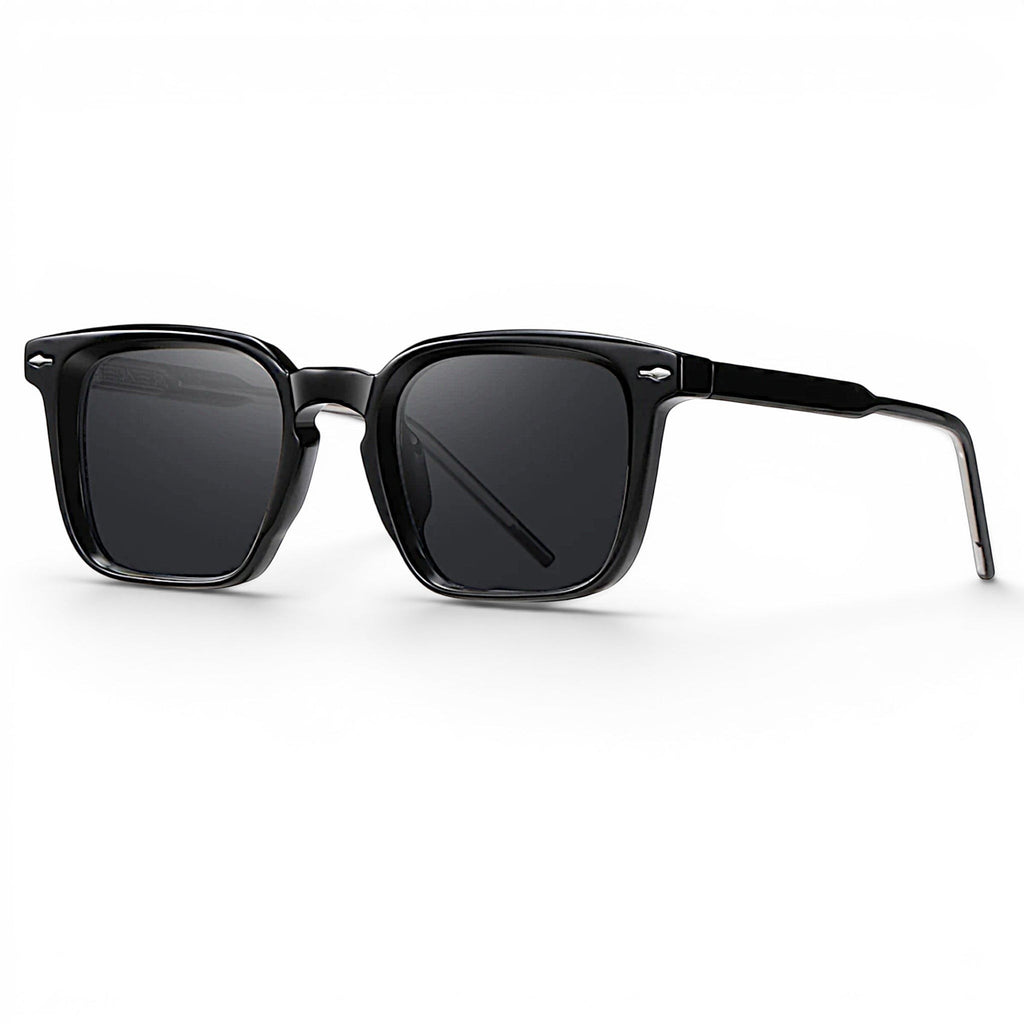 nadaraty eyewear Horus Umpro - H 146 black square frame sunglasses with dark lenses and silver accents.