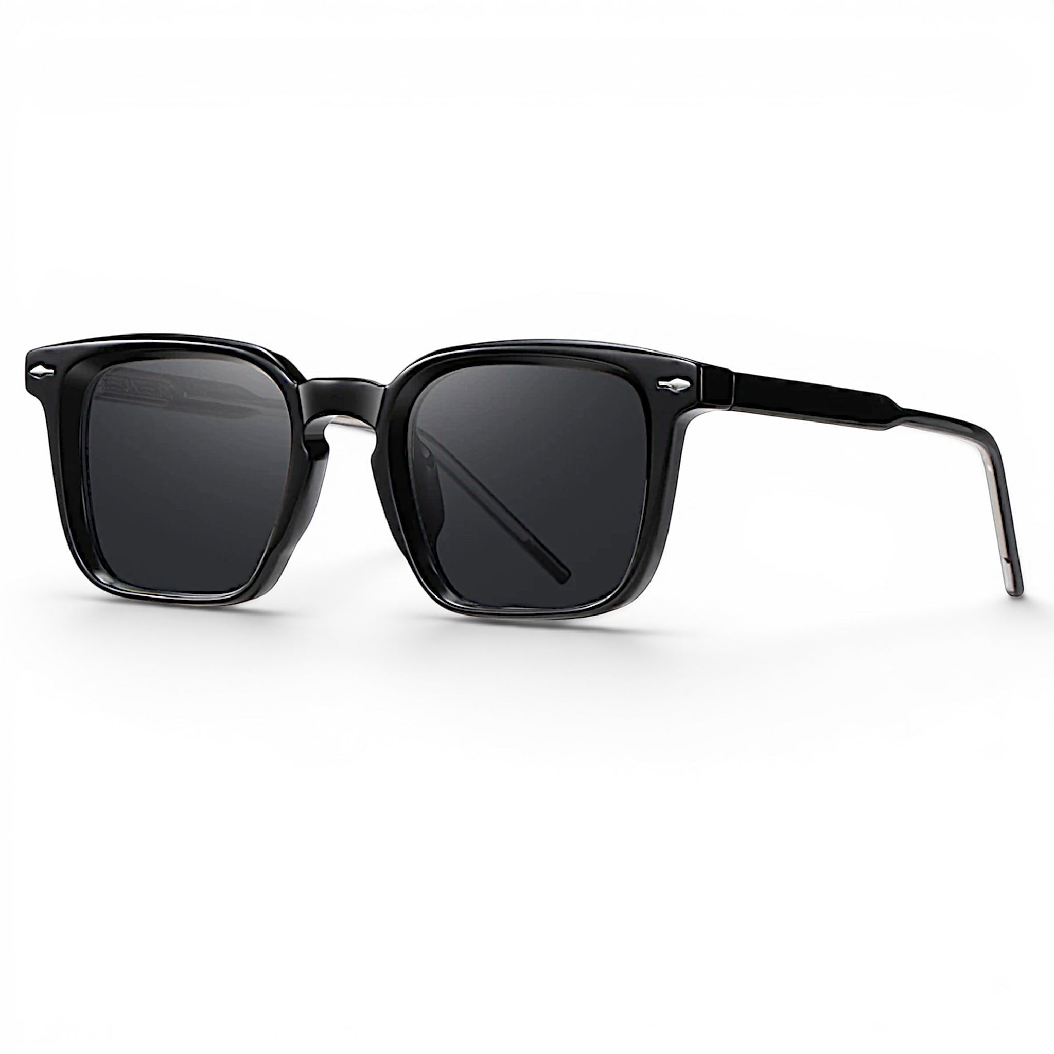 nadaraty eyewear Horus Umpro - H 146 black square frame sunglasses with dark lenses and silver accents.