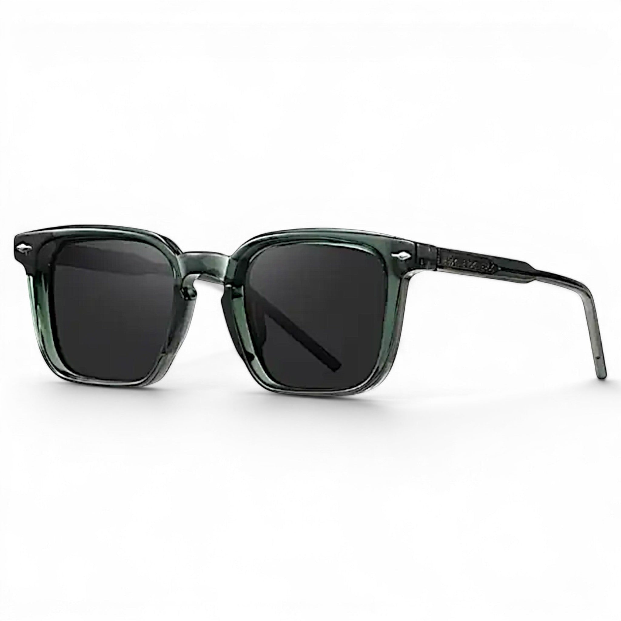 nadaraty eyewear Horus Umpro H 146 square translucent green acetate sunglasses with dark lenses.
