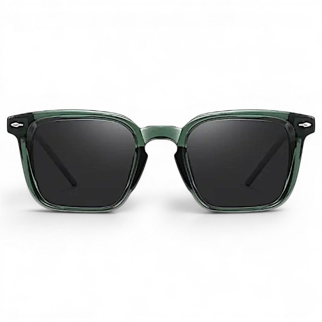 nadaraty eyewear Horus Umpro H 146 square green translucent frame sunglasses with black lenses.