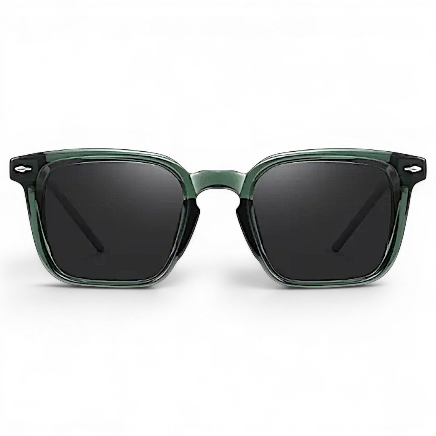 nadaraty eyewear Horus Umpro H 146 square green translucent frame sunglasses with black lenses.