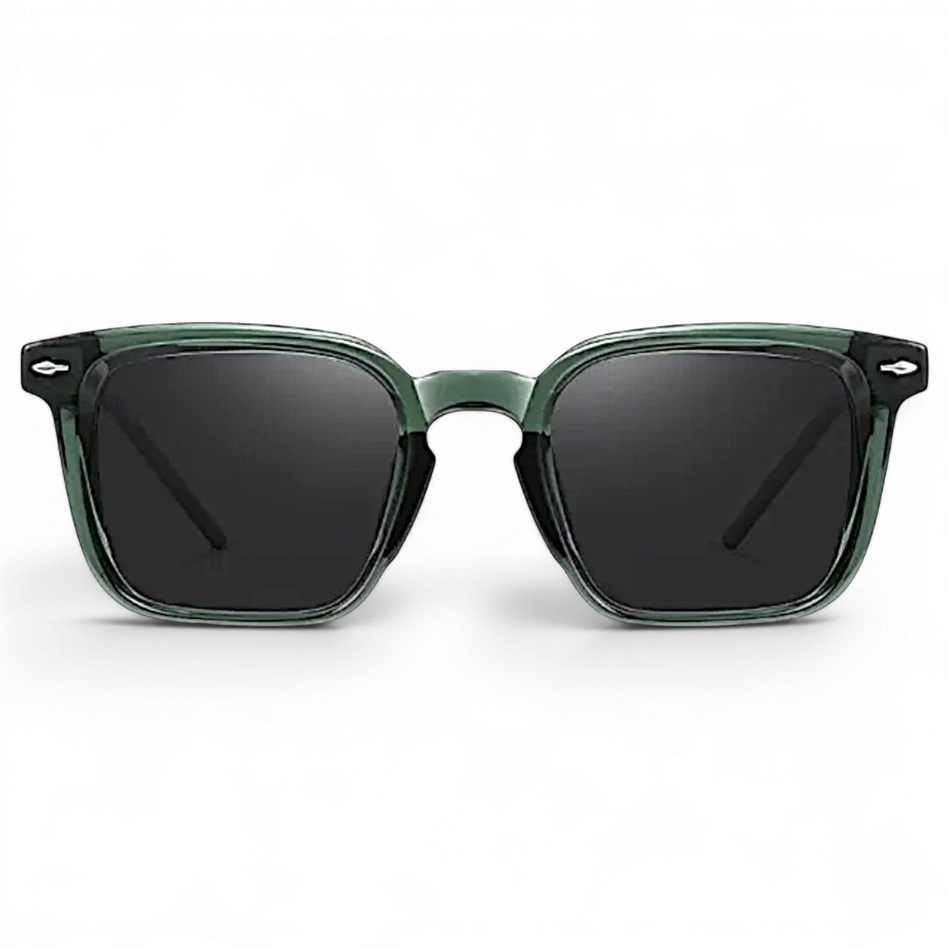 nadaraty eyewear Horus Umpro H 146 square green translucent frame sunglasses with black lenses.