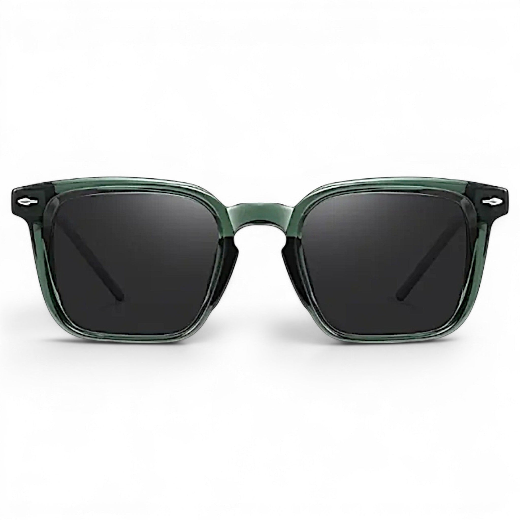 nadaraty eyewear Horus Umpro H 146 square green translucent frame sunglasses with black lenses.