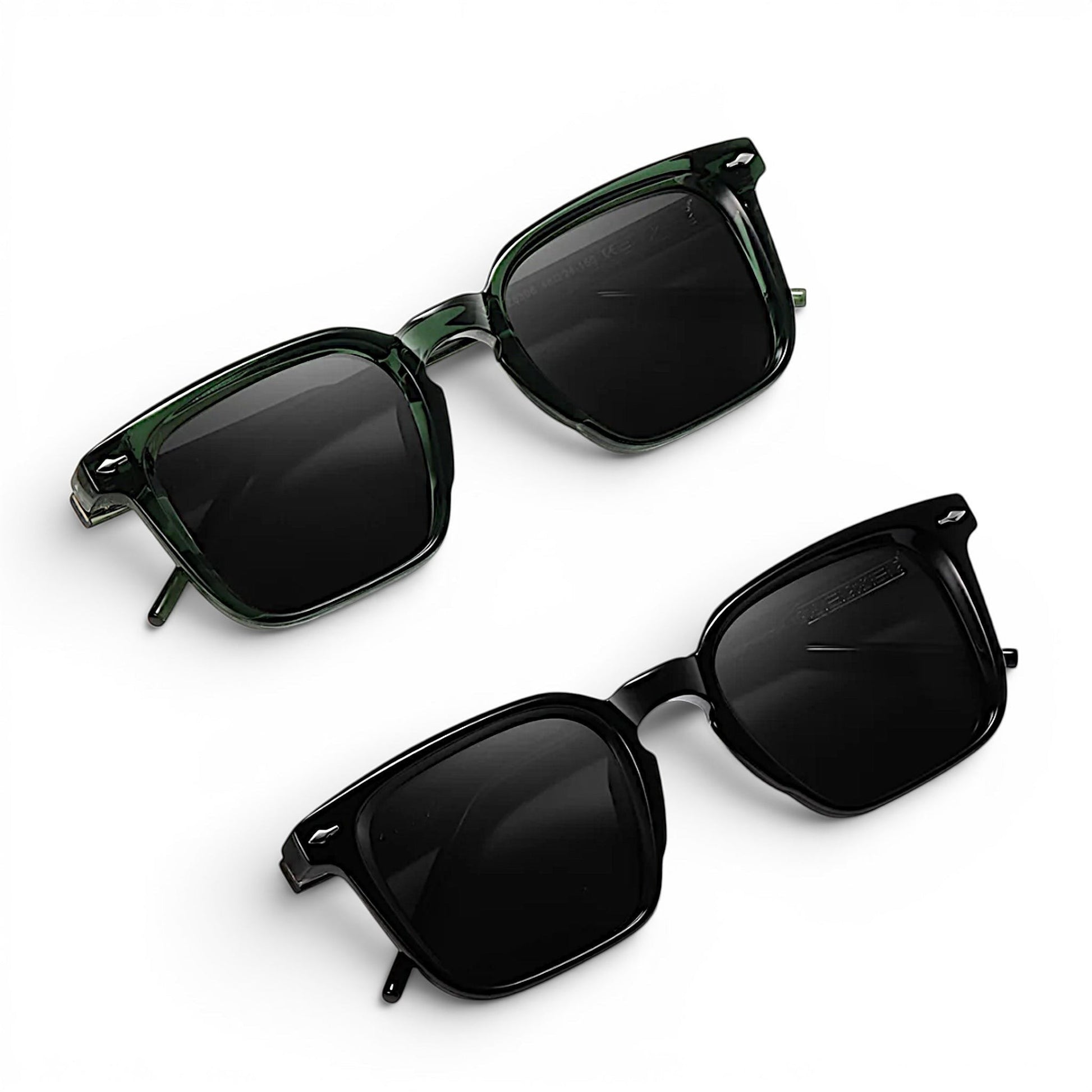 nadaraty eyewear Horus Umpro H 146 square sunglasses in green and black acetate with dark lenses.