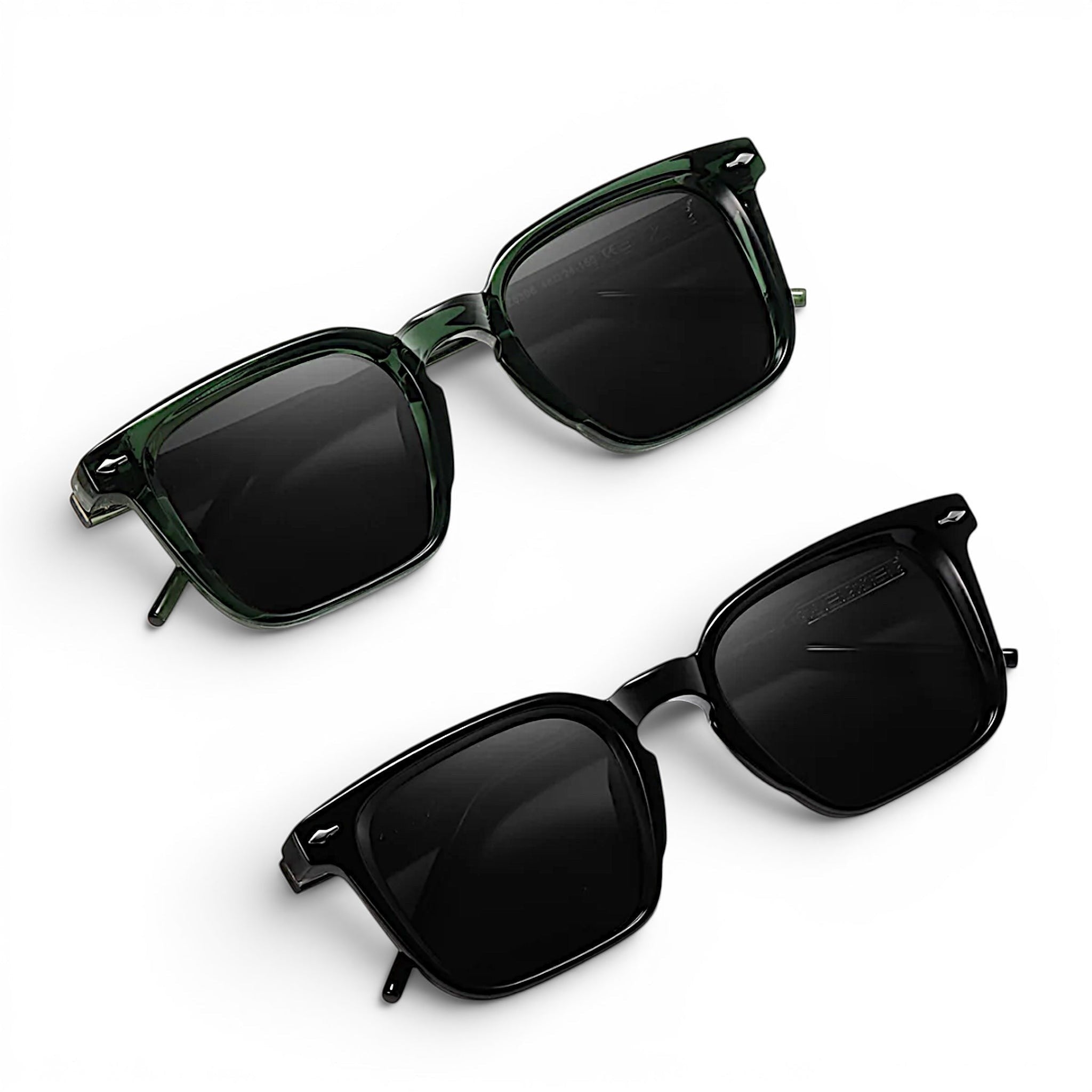nadaraty eyewear Horus Umpro H 146 square sunglasses in green and black acetate with dark lenses.