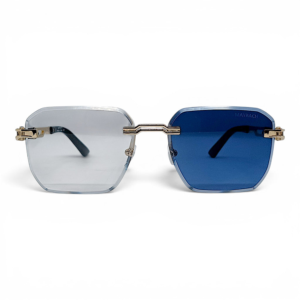 nadaraty eyewear Photocromic May 02 frameless sunglasses with blue lenses and gold accents