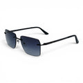 nadaraty eyewear Bo rimless square sunglasses with gradient blue-to-black lenses and textured black metal temples.