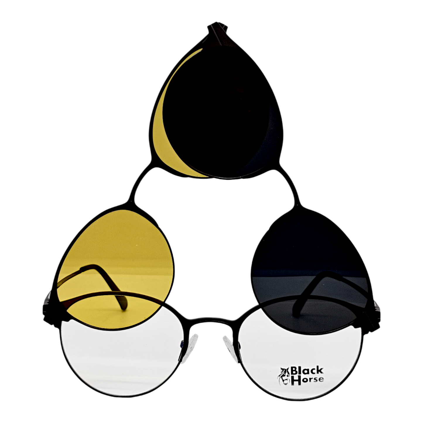 Clip on black horse new round